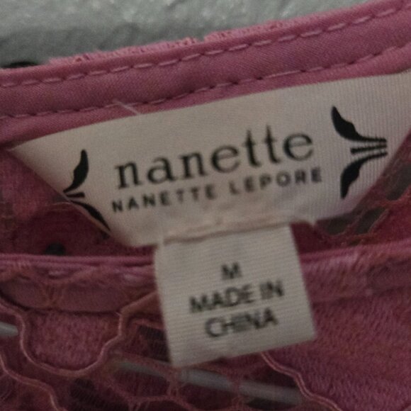 Nanette Nanette Lepore Lace Tie Back Pink Top, M - Picture 4 of 6